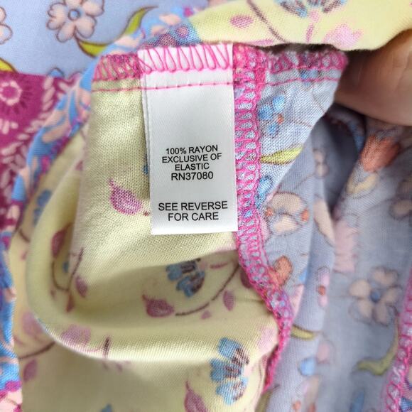 Cato Floral Patchwork Rayon Peasant Blouse Top Women's 2X Plus Dolman Slv Tiered - Picture 4 of 10